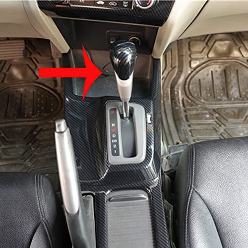 for Honda Civic 2012 2013 2014 2015 Carbon Fiber Style ABS Door Window Lift Buttons Cover Trim, Brake Handle Handbrake Trim, Air Condition Panel Trim (Gear Shift Knob Cover Trim) - style: Gear Shift Knob Cover Trim