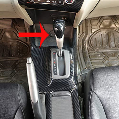 for Honda Civic 2012 2013 2014 2015 Carbon Fiber Style ABS Door Window Lift Buttons Cover Trim, Brake Handle Handbrake Trim, Air Condition Panel Trim (Gear Shift Knob Cover Trim) - style: Gear Shift Knob Cover Trim