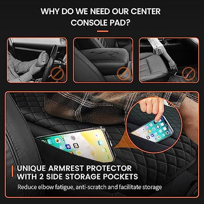 Custom for Center Console Cover Jeep Grand Cherokee L 2021-2025 2026/Jeep Grand Cherokee WL 2022-2026 Armrest Cover Accessories Leather Armrest Seat Box Cover Protector with Pockets Storage Bag - size: Jeep Grand Cherokee L 2021-2025 2026