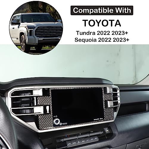 Car Central Control Navigation Screen Frame Decorative Sticker Compatible with Toyota Tundra/Sequoia 2022-2024 Real Carbon Fiber Center Navigation Screen Panel Protect Cover Trim Sticker Accessories - size: Central Navigation Screen Frame Sticker