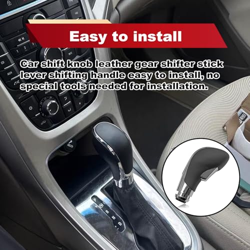 Automatic Gear Stick Shift Knob Compatible with 2012-2017 Buick Verano Car Gear Shift Knob Leather Car Stick Lever Gear Shifter Knob Cover Head Handle Lever(Black) - color: black