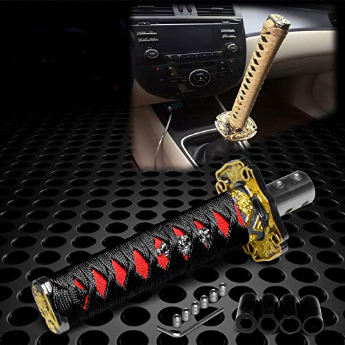 JDMBESTBOY Samurai Sword Black Red Shift Knob Shifter Alloy Katana Adapters Universal 26cm - color: Black Red, size: 26cm