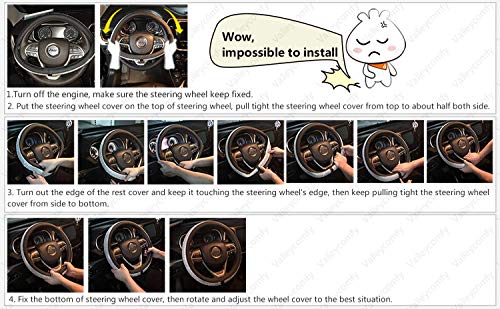 Valleycomfy Steering Wheel Cover with Microfiber Leather for Car Truck SUV 15 inch (Black) - color: Z-Black, size: Medium(Standard) Size[14.5"-15"]