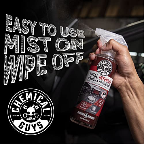 Chemical Guys Total Interior Cleaner & Protectant 128 oz Black Cherry Scent All-in-One Interior Cleaner for Leather, Vinyl, Plastic, Glass, Carpet & More Residue-Free Finish - size: 128 Fl Oz (Pack of 1), style: Black Cherry