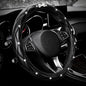 Bling Sparkly Crown Soft Leather Car Steering Wheel Cover for Women Girl,Bling Diamond Crystal Glitter Rhinestones Universal Fit 14.5in-15in Auto Wheel Protector for Suvs,Vans,Sedans,Cars (Bow-Black) - color: Bow-Black