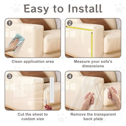 118" x 11.8" Door Protector from Cat Scratching, Clear Anti Dog Scratching Furniture Protector, Single Side Adhesive for Pets – with 30 Twist Pins, No-Residue - size: 118" x 11.8"