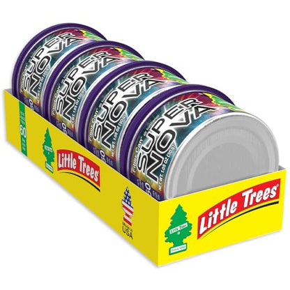 LITTLE TREES Car Air Freshener | Fiber Can Provides Long Lasting Scent for Auto or Home | Recycled Fiber | Supernova, 4 Air Fresheners - color: Supernova