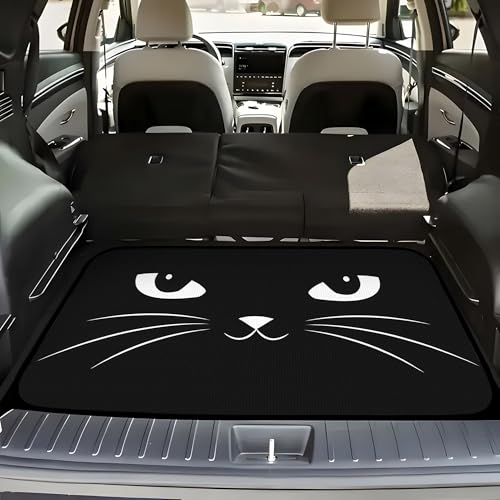 Universal Car Trunk Mat 29" x 39", Black Cat Theme All Weather Trunk Protection Cargo Liner, Durable Cargo Mat Rear Trunk Liner, Stylish Vehicle Interior Accessories Suitable for Most Car Models - color: Black Cat Theme