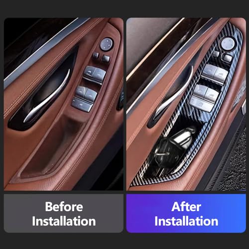 for BMW 5 Series F10/F11 2011-2017, LHD Car Door Inner Handle Panel Trim Cover Interior Protector Stickers Accessories (4pcs, Black)