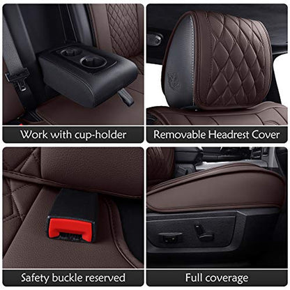 Aierxuan Car Seat Covers for Dodge Ram Custom Fit 2009-2026 1500, 2010-2026 2500/3500 Crew Quad Regular Cab Heavy Duty Truck Pickup Waterproof Leather with Split Bench 40/60(Full Set/Brown) - color: Full Set/Brown