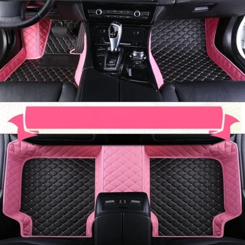 Custom Personalized Floor Mats - Luxury Full Coverage All Weather Mats, Anti-Slip Leather Set, Fits 98% of Cars, Trucks & SUVs (Pink and Black) - color: Pink and Black