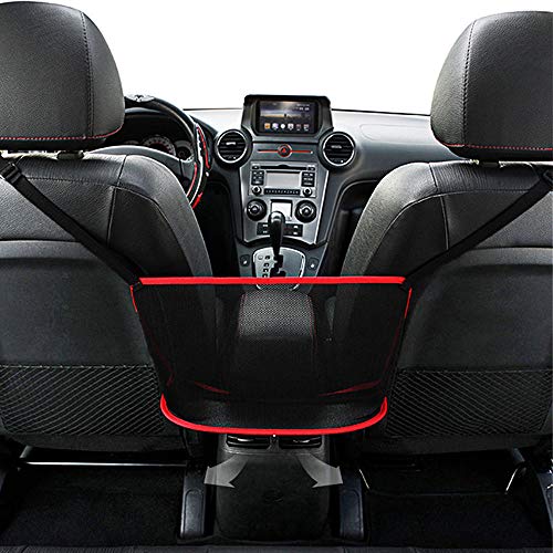 QBUC Car Net Pocket Handbag Holder, Mesh Cargo Car Storage Universal Storage Bag for Handbag Bag (Red) - color: Red-Net