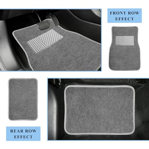 4PCS Car Floor Mats, Waterproof Non-Slip Car Floor Liners with Safety Heel Pad, All-Weather Wear-Resistant Mats Heavy Duty Universal Carpets for Truck SUV Van Sedan (Gray) - color: Gray