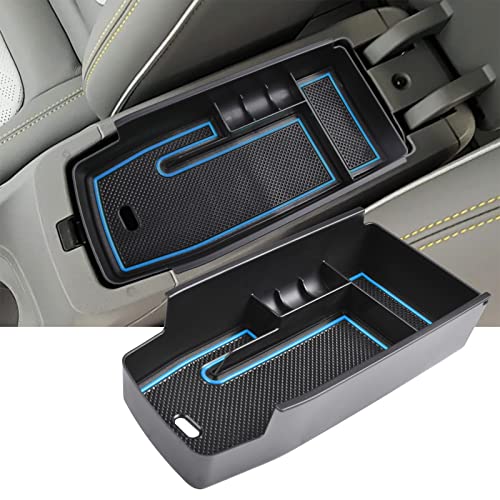 Center Console Organizer Tray Compatible with Chevy Bolt EUV Bolt EV Accessories 2022-2023 Interior Secondary Armrest Storage Glove Box Divider ABS Material, Customized Design, Blue