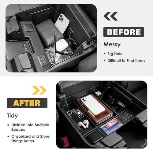 Center Console Organizer for Refreshed 2022-2026 Chevrolet Silverado/GMC Sierra 1500 Accessories, Full Armrest Box Storage Tray for 2024-2026 Chevy Silverado/Sierra 2500HD 3500HD, Bucket Seats ONLY