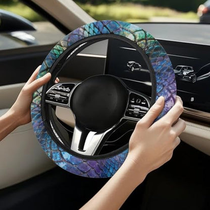 AFPANQZ Auto Steering Wheel Covers Comfort Anti-Slip Safety Stretch-on 14-15 inch, Colorful Snake Skin Easy Fix Machine Washable Steering Wheel Protection - color: Colorful Snake Skin