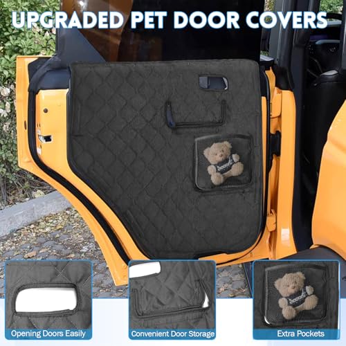 Dog Car Door Protector Compatible with Ford Bronco 2021 2022 2023 2024 Thickening Pet Vehicle Door Guard Cover with Storage Pocket Anti-Scratch Nonslip Machine Washable Black (2 Pack) - size: Ranger 2019-2023