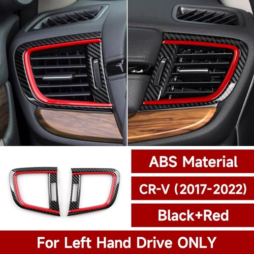 Car Air Vent Outlet Cover Decals for Honda CR-V 2017 2018 2019 2020 2021 2022 Accessories CRV ABS Carbon Fiber Stickers - color: Air Vent Outlet Cover, Black Red
