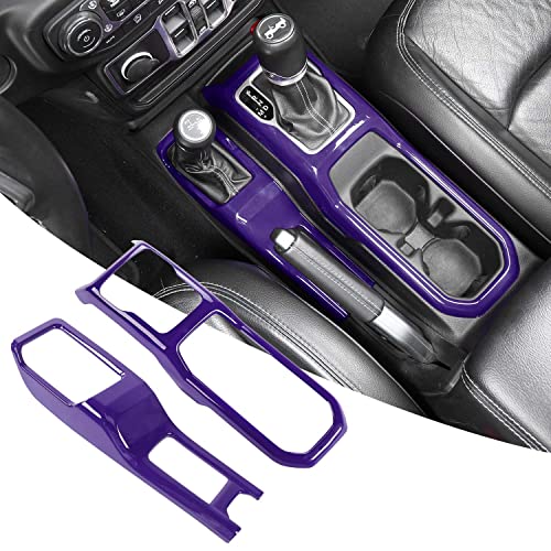 RT-TCZ Center Console Gear Shift Panel Trim Cover 4WD Four Wheel Drive Cup Holder Panel Trim Cover Decoration Interior Accessories for Jeep Wrangler JL JLU & Gladiator JT 2018-2024,Purple - color: Purple