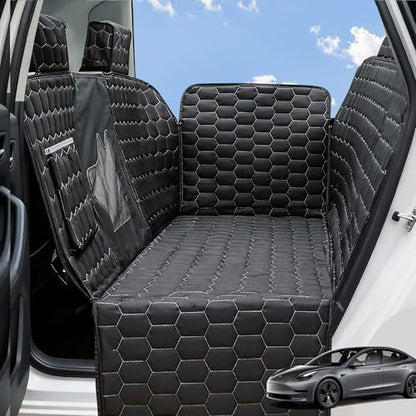 Dog Seat Covers for Tesla Model Y,Dog Hammock for Tesla with Side Flaps, 100% Waterproof Tesla Model Y Dog Accessories with Mesh Window & Headrest Protector Easy Clean up Pet Car Seat Cover - size: Cover Seat for Model Y
