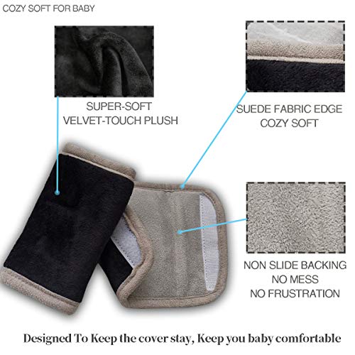 Car Seat Strap Pads Covers for Baby Kids, Seat Belt Covers Cushion for boy Girl, Protect Neck and Shoulder rubbing, Anti-Slip Design, Universal for Stroller/Carrier/Pushchair Black - color: Black