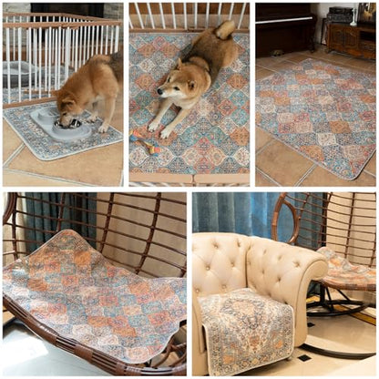 Washable Pee Pads for Dogs, Stylish, Non-Slip and Leak-Proof Pee Pads. Reusable Potty Pads for Dogs for Crates and Floors.(Beige/Multi, 18" x24" )