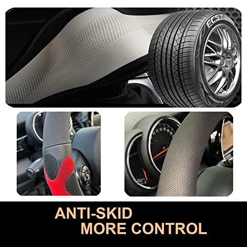 PINCTROT Large Size Comfy Grip Steering Wheel Cover, Anti-Slip Design, 15.5-15.75 Inch(Silicone Red) - color: 2.Red, size: Large Size[15 1/2''-15 3/4'']