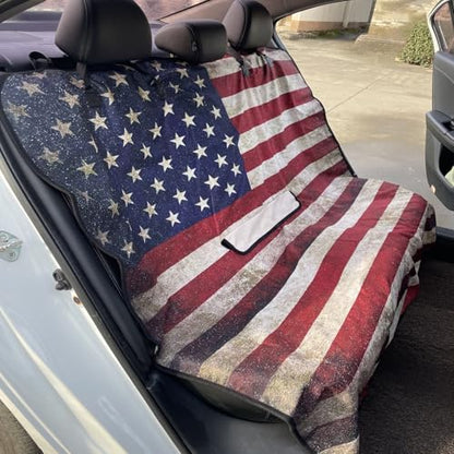 Waterproof Backseat Cover for Car Trucks Van SUV Jeep,Rear Bench Towel Seat Covers,(USA Flag) - color: USA Flag