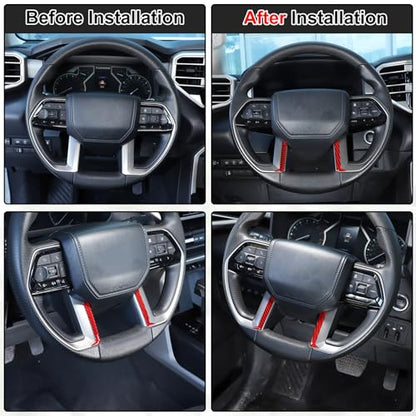 Car Steering Wheel Decoration Frame Cover Trim Compatible with Toyota Tundra/Sequoia 2022-2024 & Tacoma 2024 Carbon Fiber Center Console Steering Wheel Lower Panel Moulding Protect Sticker Accessories - size: Steering Wheel Lower Panel Strip Trim