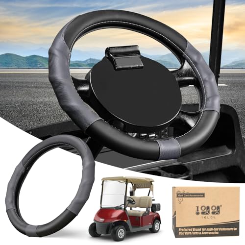10L0L 13 Inch Golf Cart Steering Wheel Covers for EZGO TXT&RXV 1994-up, Upgraded Microfiber Anti-Slip Steering Wheel Cover with Pu Leather - color: Grey