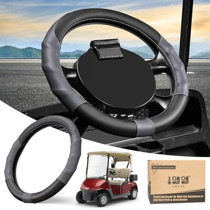 10L0L 13 Inch Golf Cart Steering Wheel Covers for EZGO TXT&RXV 1994-up, Upgraded Microfiber Anti-Slip Steering Wheel Cover with Pu Leather - color: Grey