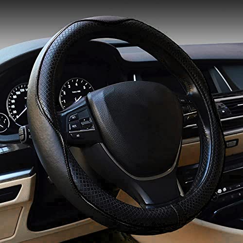 Car Steering Wheel Cover, Anti-Slip, Safety, Soft, Breathable, Heavy Duty, Thick, Full Surround, Sports Style (Black) - color: Black