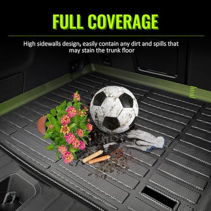 TPE Trunk Cargo Mats Compatible with 2021-2025 Jeep Wrangler 4xe, Black 3D Molded Front Rear,All Weather Interior Rear Trunk Carpet Liner Protector, 1PC