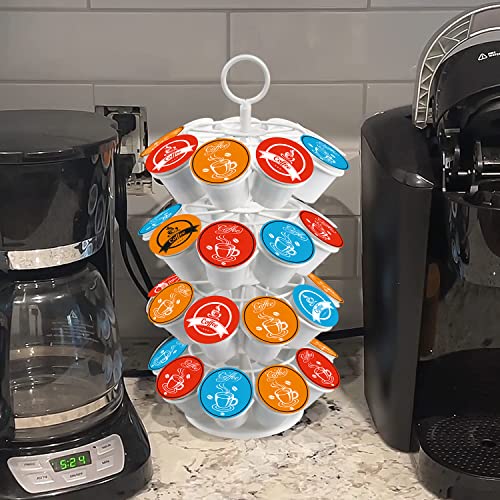 Coffee Pod Carousel Holder,Compatible with K-Cups Organizer Compatible with 36 Cup Pods,Spins 360-Degrees - color: WHITE