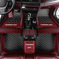 MELKEN Custom Fit Leather Car Floor Mats for 95% of Cars Full Coverage Floor Liners Car Mats (Black & Wine Red) - color: Black & Wine Red