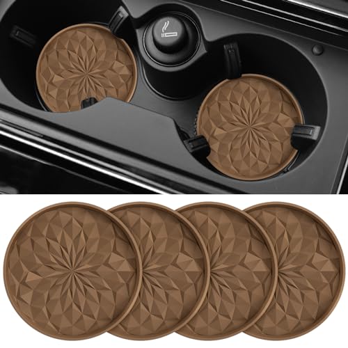 Car Coasters for Cup Holders [4 Pack] - 2.75In Silicone Auto Mug Mats - Universal Non-Slip Recessed Car Interior AccessoriesCoffee - color: 4pack-coffee