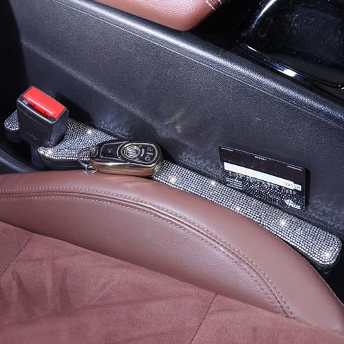Briwill Bling Car Seat Gap Filler, 2 Pack Universal Fit for Car SUV Truck Handmade Crystal Rhinestone Diamond Car Gap Filler Bling Car Accessories for Women(Silver) - color: B-Silver