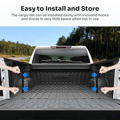 Canvcle Truck Bed Cargo Net for 2019-2025 2026 GMC Sierra 1500/2020-2026 Chevy Silverado 2500 3500 Accessories Envelope Style Mesh Trunk Net Organizer and Storage Stretchable Nylon Rear Cargo Netting - style: for Chevy Silverado