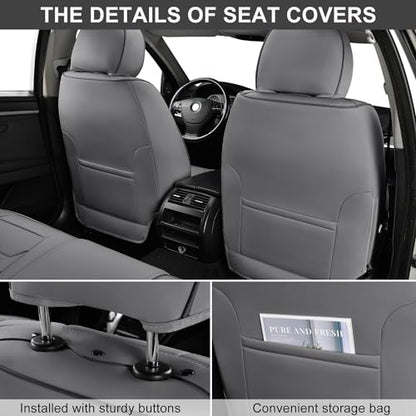 TIEHESYT Car Seat Covers Full Set, Breathable Leather Automotive Front and Rear Seat Covers, Car Seat Protectors Full Set, Compatible with Most Vehicles, SUV (Graceful Gray, Front Pair) - color: Graceful Gray, size: Front Pair Headrestless