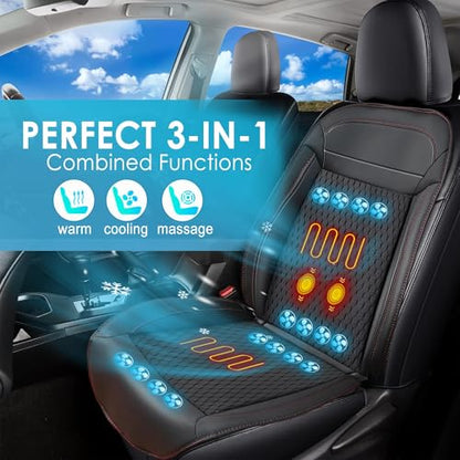 2026 Upgraded Summer Cooling Seat Cover Front Seat, 12V Ventilated Cooling Car Seat Cushion with Massage, Winter and Cooling Seat Cover for Car SUV Truck Universal Fit (Winter,Summer&Massage-2) - color: Winter,Summer&Massage-2