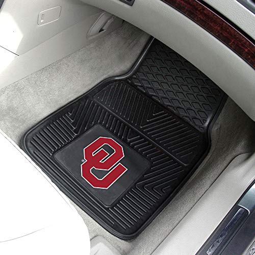 Fanmats University of Oklahoma Sooners Set of 4 Car Mats for Cars, SUV, Pickups - All Weather Protection, Deep Reservoir Design, Universal Fit - 3D NCAA Team Logo - 29”x17” Front - 14”x 17” Rear Mat