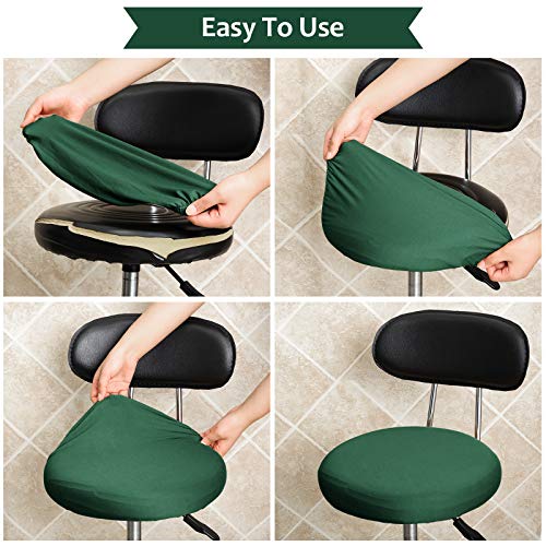 Tatuo Round Bar Stool Seat Covers Washable Stool Cushion Slipcover Elastic Bar Chair Covers for 14-17 Inch Chair (Green, 4 Pieces) - color: Green