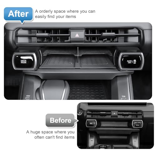 (2Pack) 2026 R AV4 Console Divider Tray and Wireless Mat, for Toyota R AV4 (LE/SE/XLE Premium/Woodland/XSE/Limited/GR Sport), Durable &Anti-Slip Console Tray Insert 2026 R AV4 Accessories - color: Black-bg