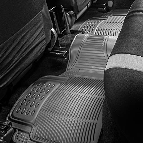FH Group Climaproof™ Trimmable Non-Slip Vinyl Floor Mats Full Set - Universal Fit for Cars Trucks and SUVs (Gray) F11306 + F16400 - color: Gray, size: Universal, style: Combo Set