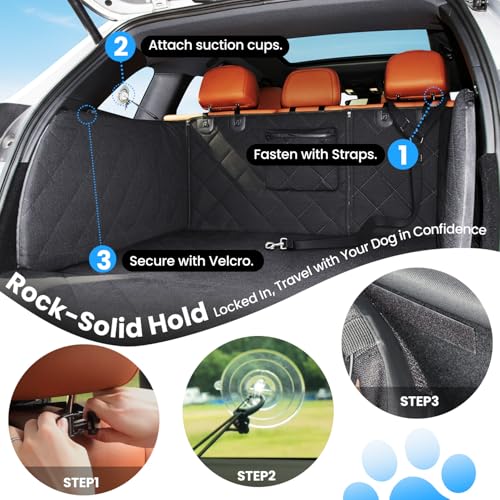 SUV Cargo Liner for Dogs, Full Coverage Non-Slip Cargo Cover with Cushioned Sides to Protect Your Dog, Waterproof & Durable, Machine Washable Trunk Protector Mat (XL, Black) - size: XL