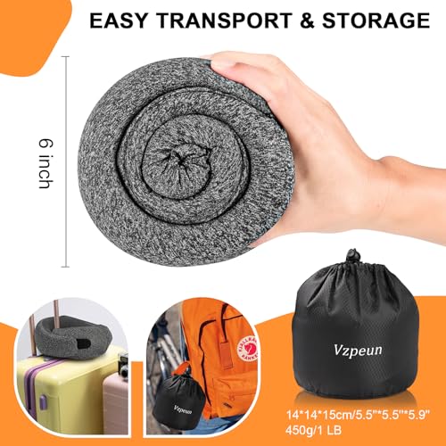 Travel Pillow - Hooded Neck Pillow Airplane Memory Foam Filling for Plane, Office, Cars Sleeping, Road Trip, Long Flights, Airplane Travel Essentials, Includes Eye Mask & Earplugs (Dark Gray) - color: Dark Gray