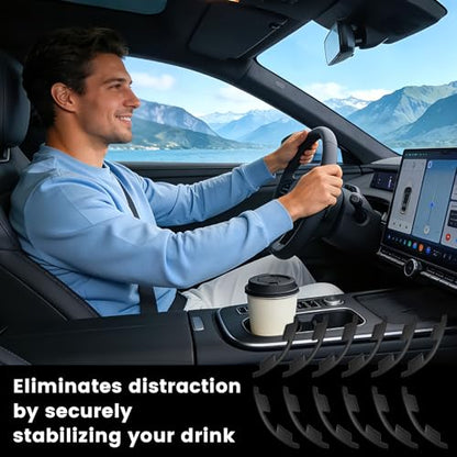12 PCS Car Cup Holder Insert Limiter, Silicone Cupholder Insert, Silicone Waterproof Self-Adhesive Car Cup Holder Stabilizer, Self-Adhesive Cups Holder Inserts for Cars, for Car with Arc Leaf Design