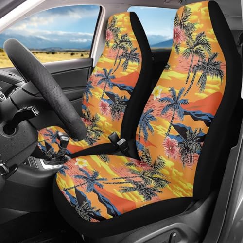 Dreaweet Hawaiian Car Seat Covers Front Seats Only 2 Pack Universal Elastic High Back Bucket Seat Covers for SUV Trucks Sedan Washable Car Seat Cover for Carseat Protection - color: Hawaiian Print