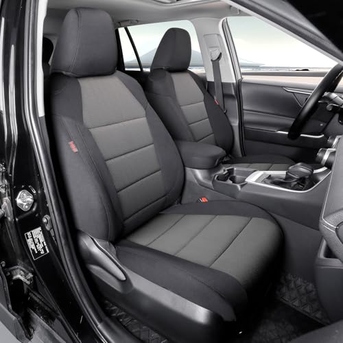 2026 Rav4 Seat Covers Custom Fit for 2026 Toyota Rav4 Hybrid (LE,XLE Premium) SUV,Full Set Polyester Car Seat Protector Black & Grey - color: Polyester(Black & Beige), size: 2026 RAV4 Hybrid(LE/XLE Premium)