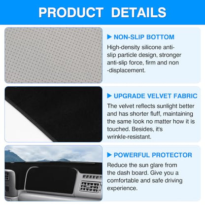 Autorder Dashboard Cover Mat for 1999-2004 Ford F250 F350 F450 Super Duty Accessories Dash Cover Upgrade Velvet Dash Mat Sunshade Glare UV Rays Protector - size: 1999-2004 F250 F350 F450